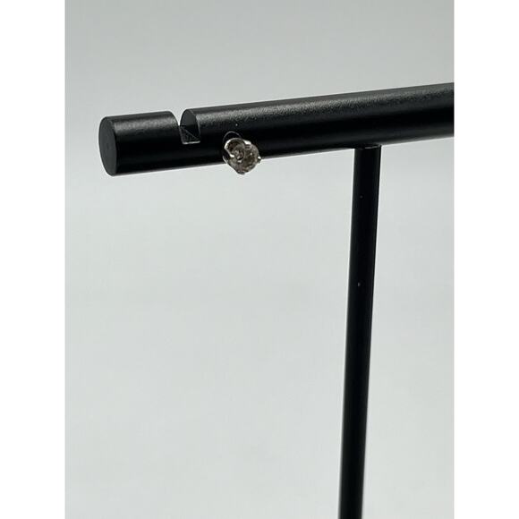 Designer Signed 14K White Gold Prong Set Round Diamond Stud Earring *Single - Picture 7 of 13